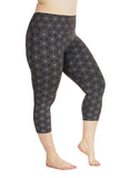 Ananda Yoga Tights with Silver Circle Flower of Life Print